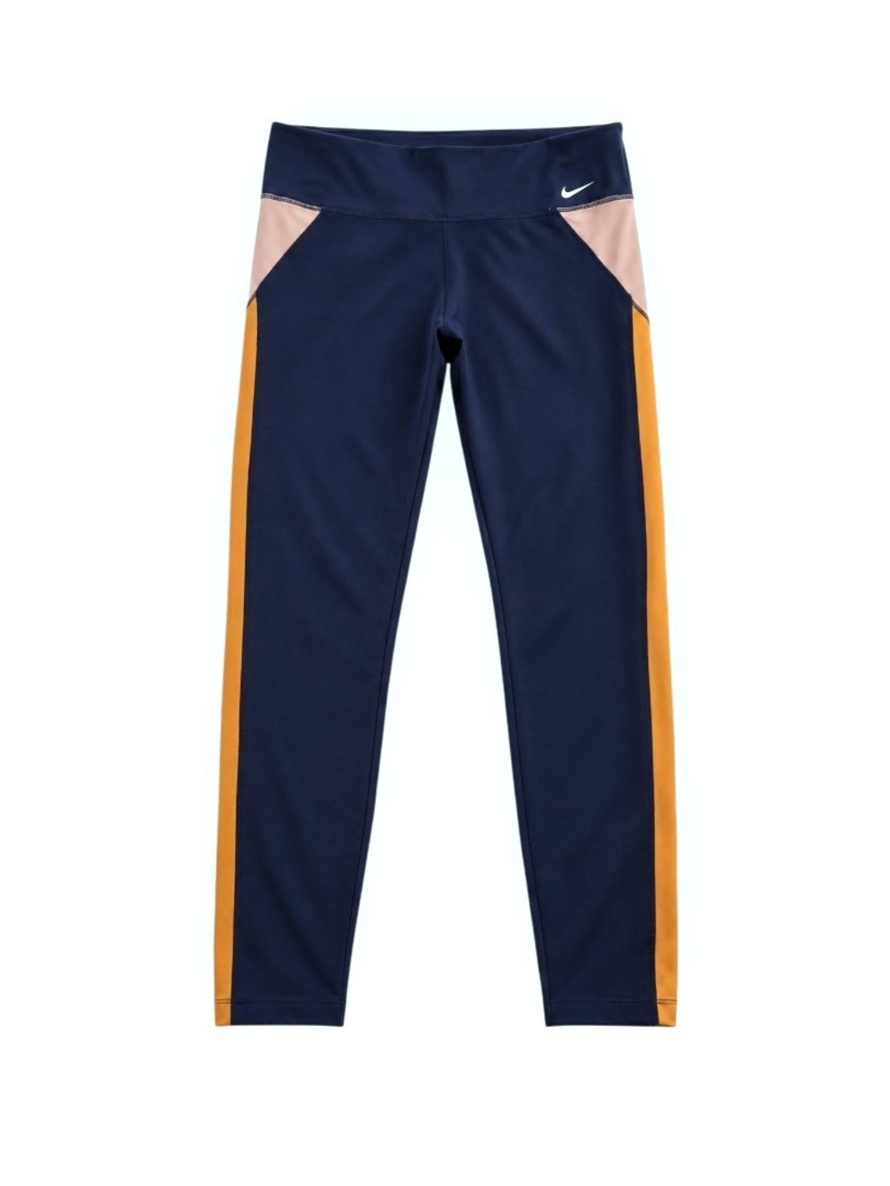 Nike One Dri-FIT Mid-Rise Color-Block Leggings Navy Pink | Size L